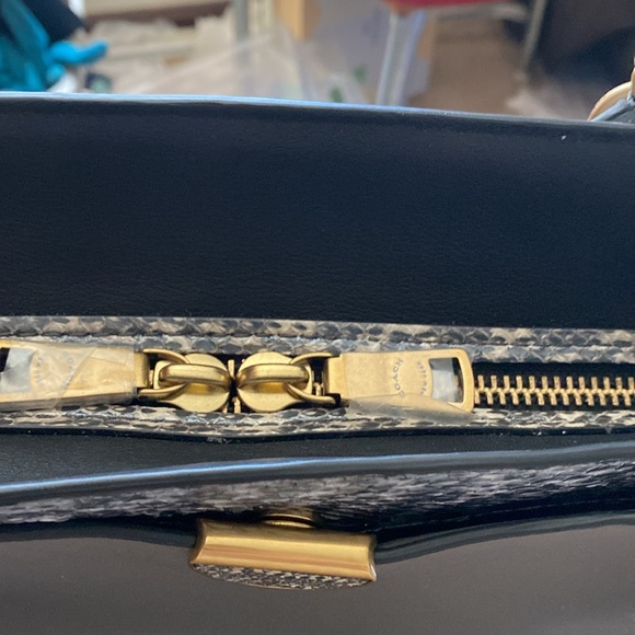 Coach bag almost new in grey/blue color with gold accents in hardware - Picture 7 of 13